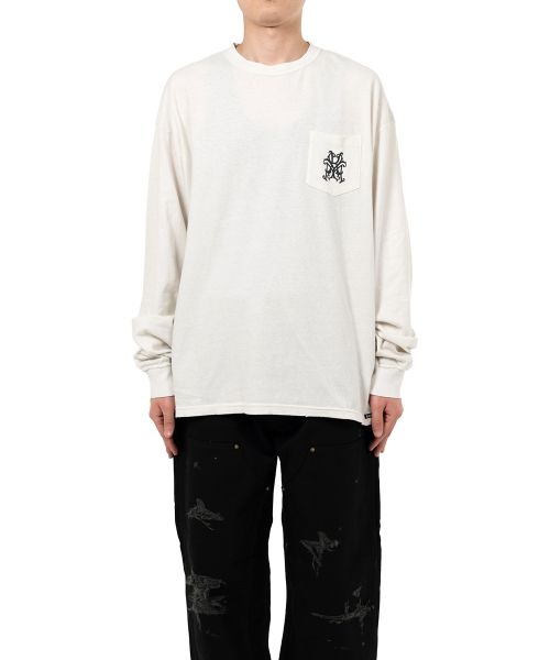 "Messenger Bird" Distressed Pocket L/S T-shirt