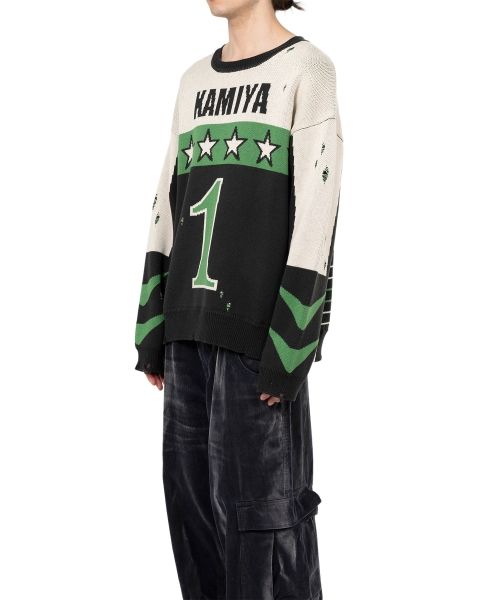 Racing Jacquard Knit Sweater