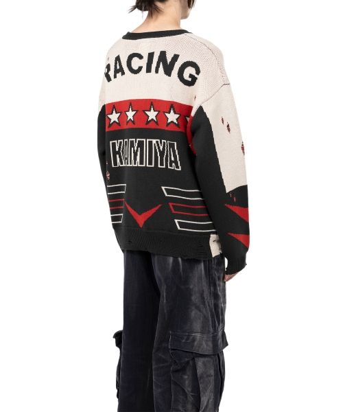 Racing Jacquard Knit Sweater