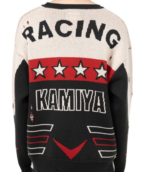 Racing Jacquard Knit Sweater