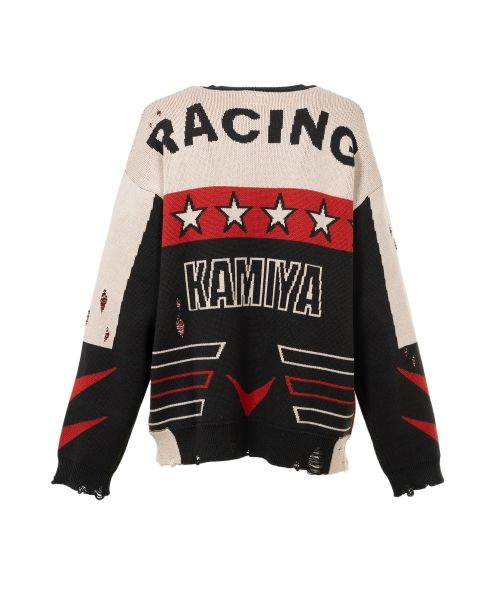 Racing Jacquard Knit Sweater