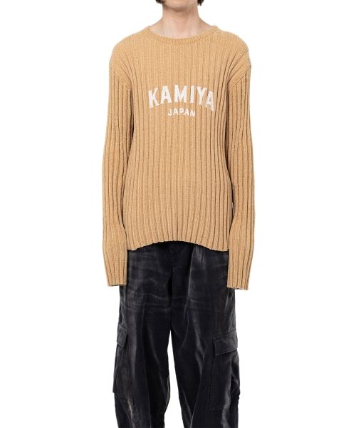"KAMIYA logo" Ribbed Knit Sweater