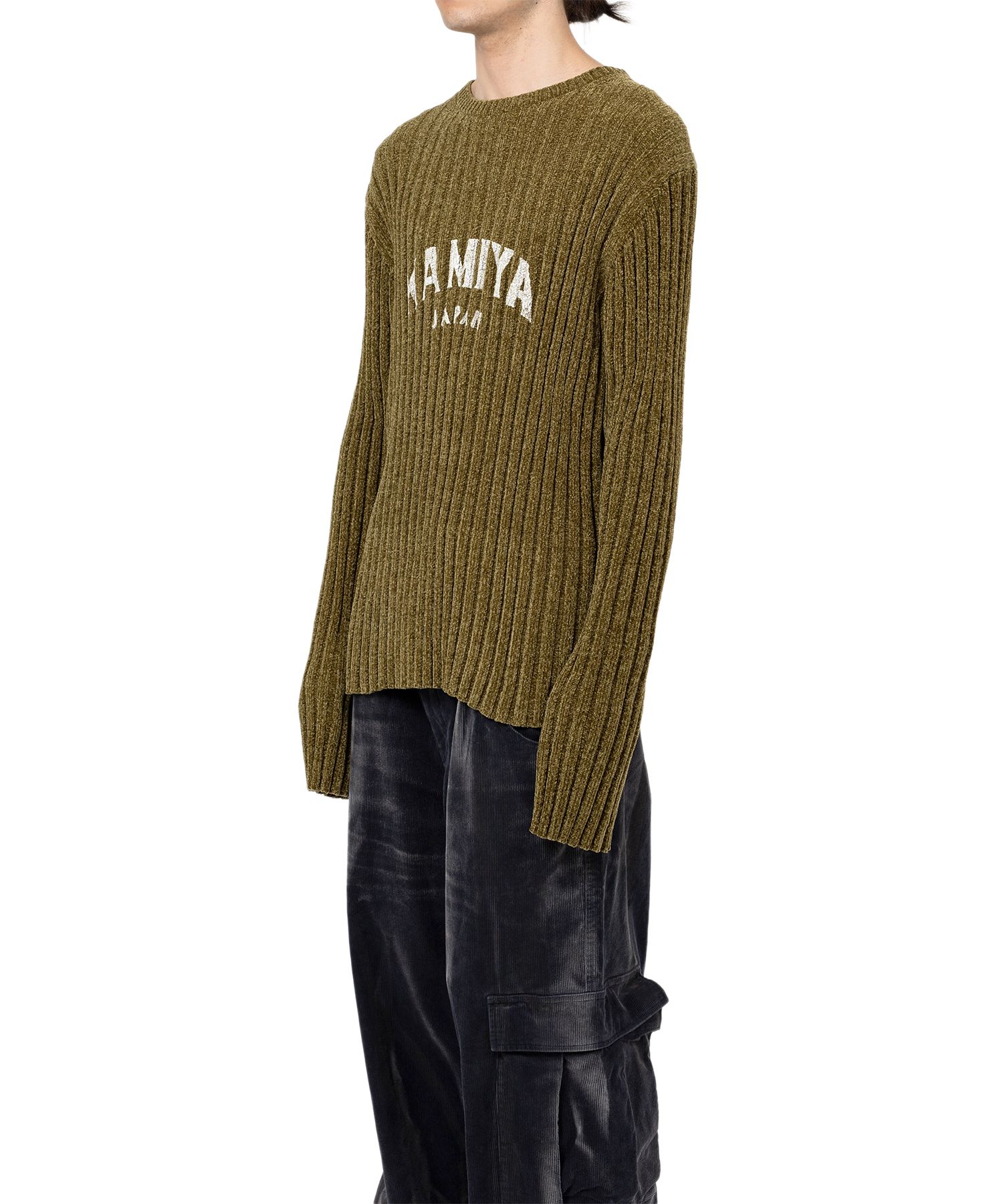 "KAMIYA logo" Ribbed Knit Sweater