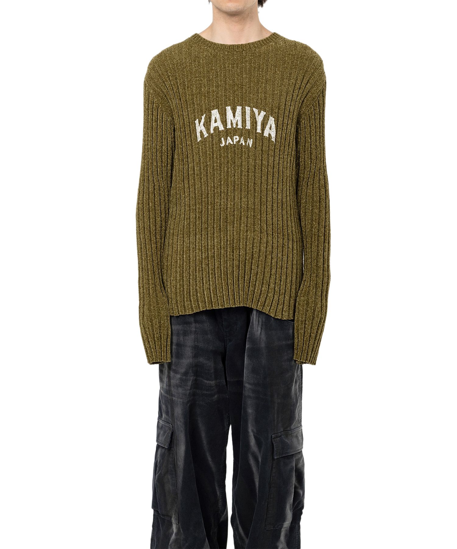 "KAMIYA logo" Ribbed Knit Sweater