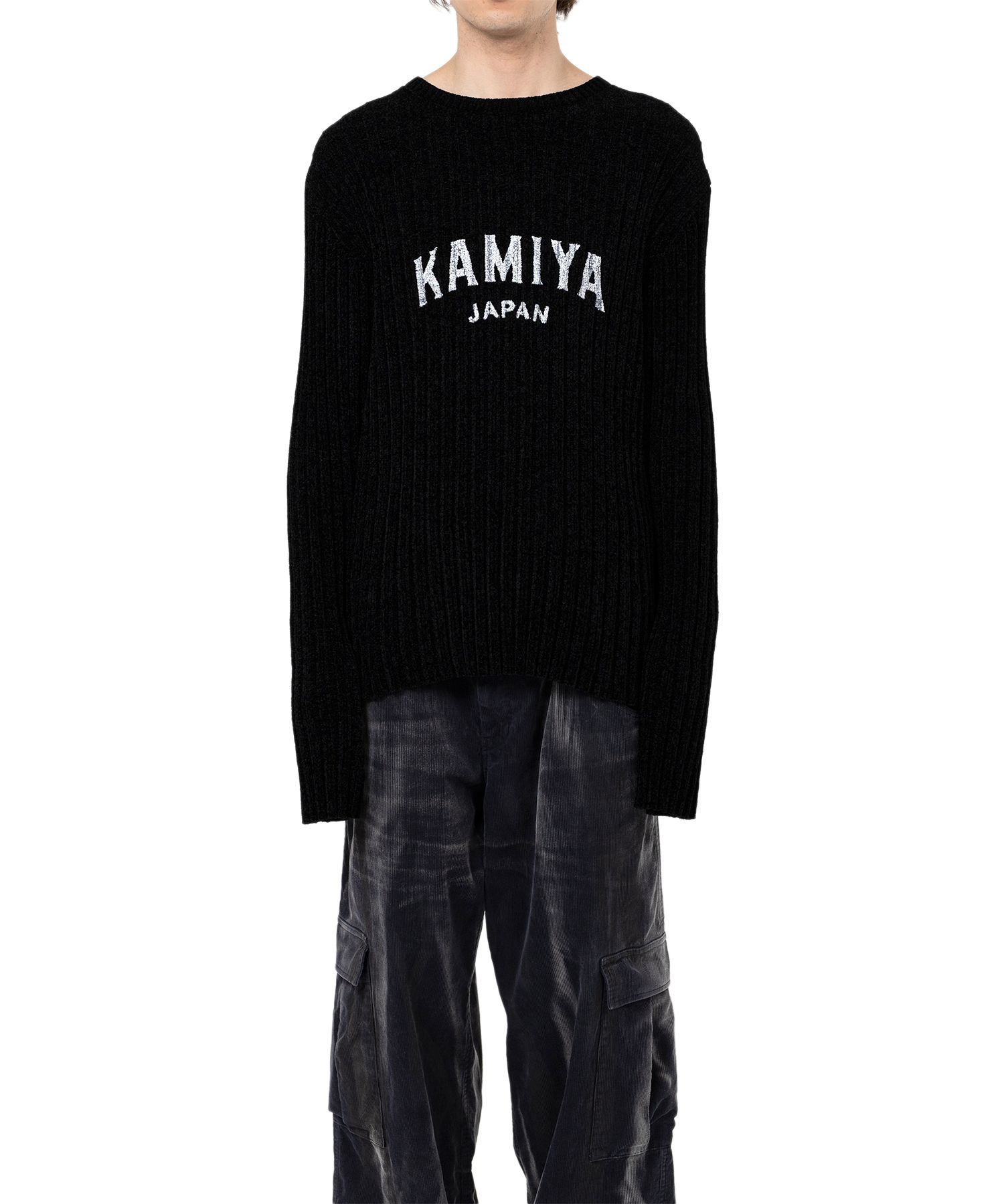 "KAMIYA logo" Ribbed Knit Sweater