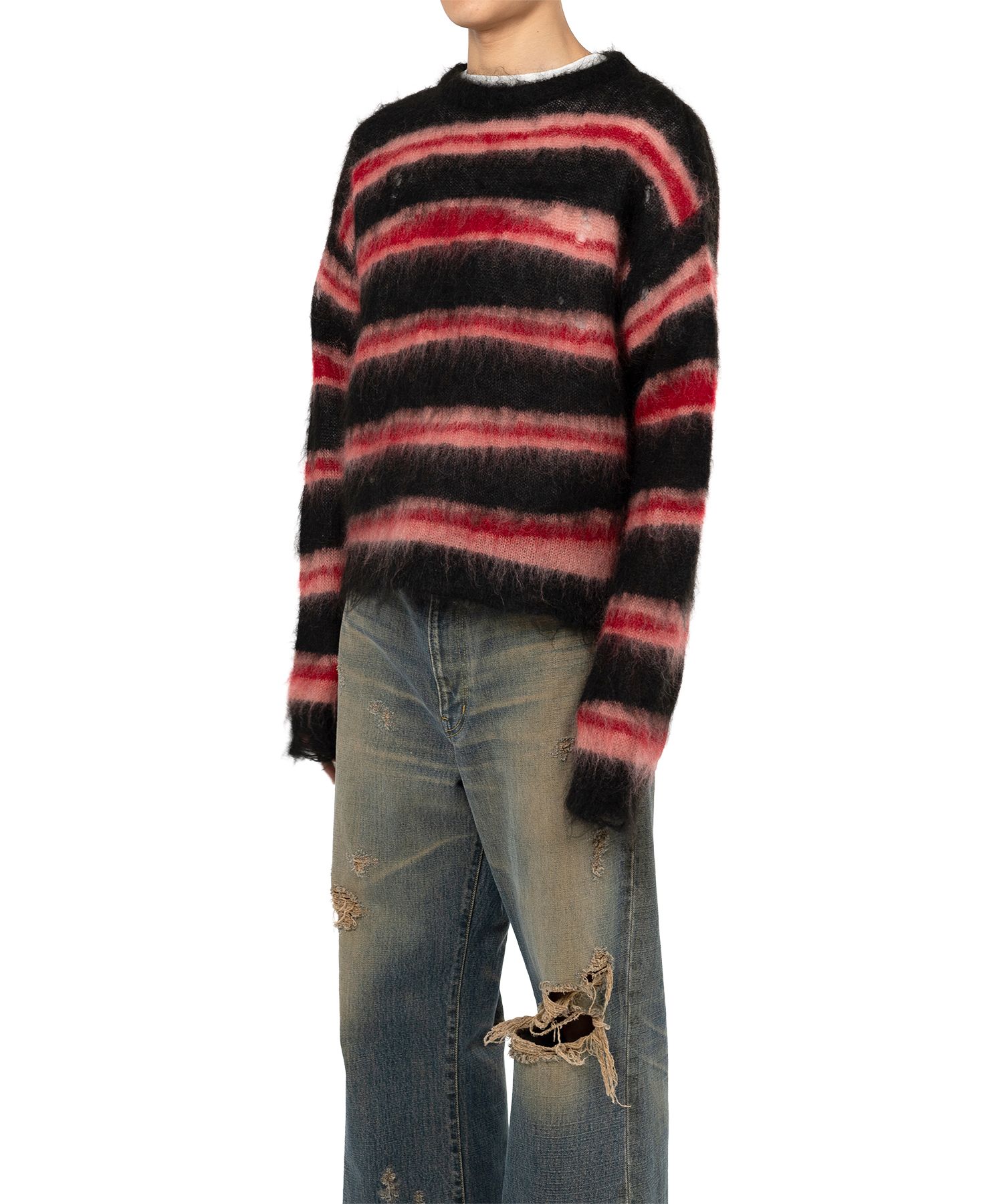 Distorted Border Mohair Knit Sweater