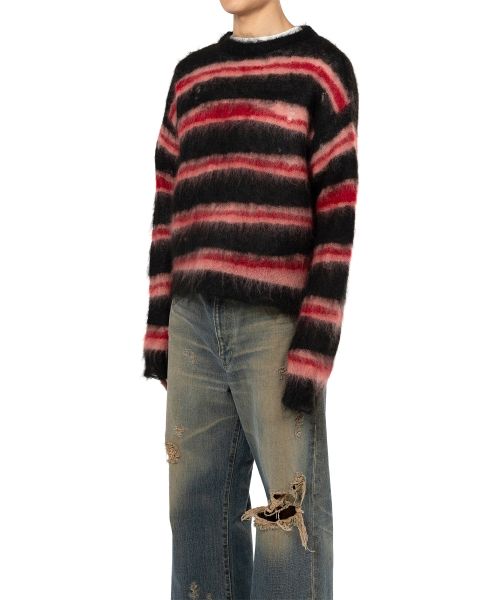 Distorted Border Mohair Knit Sweater