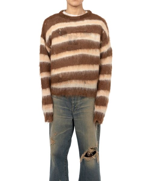 Distorted Border Mohair Knit Sweater