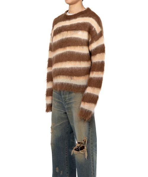 Distorted Border Mohair Knit Sweater