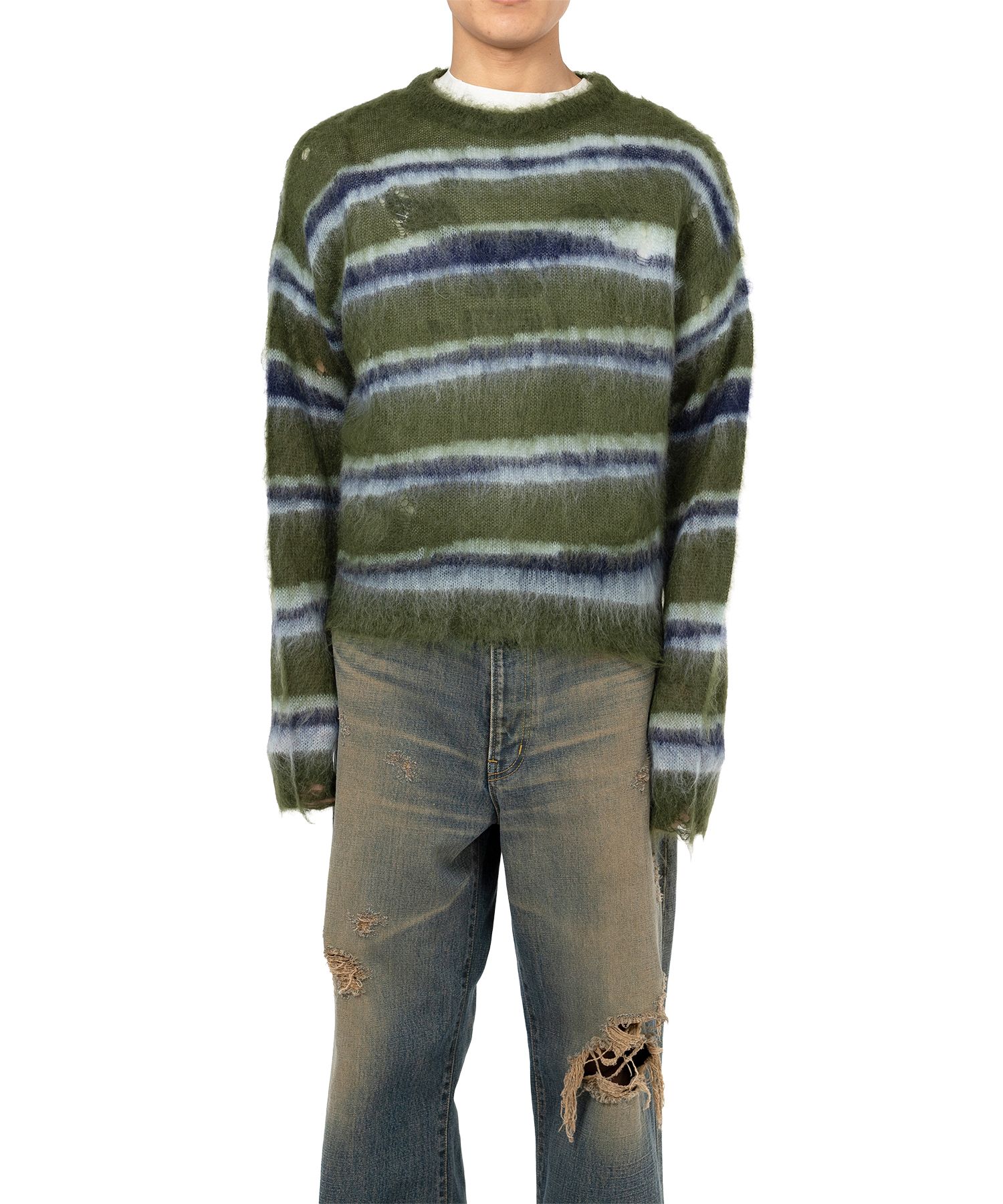 Distorted Border Mohair Knit Sweater