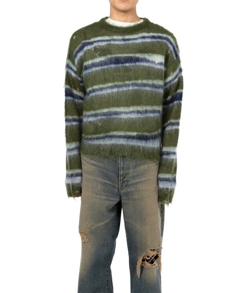 Distorted Border Mohair Knit Sweater