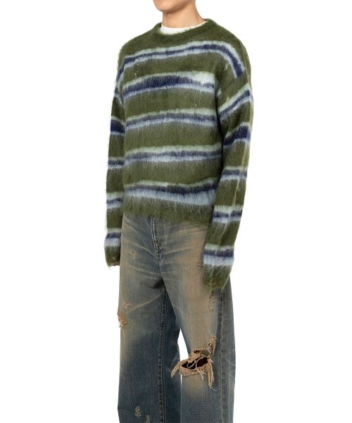 Distorted Border Mohair Knit Sweater