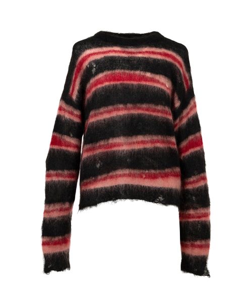 Distorted Border Mohair Knit Sweater