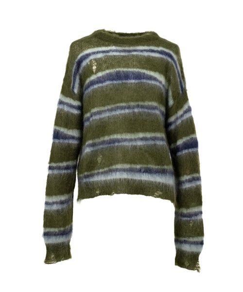 Distorted Border Mohair Knit Sweater