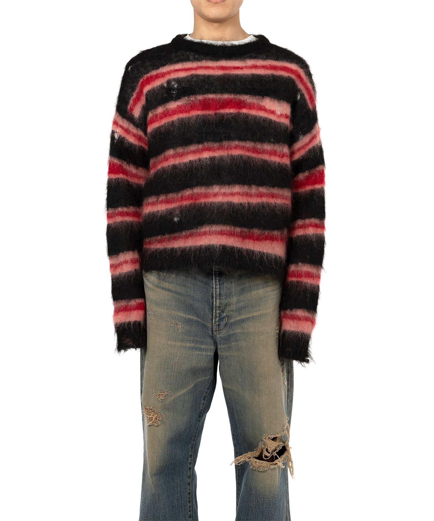 Distorted Border Mohair Knit Sweater
