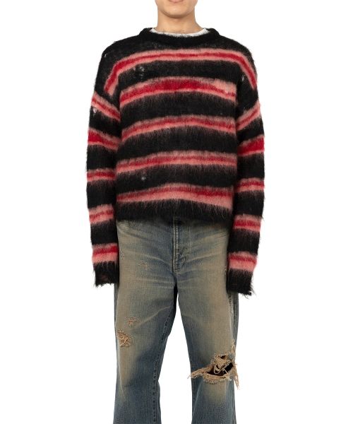 Distorted Border Mohair Knit Sweater