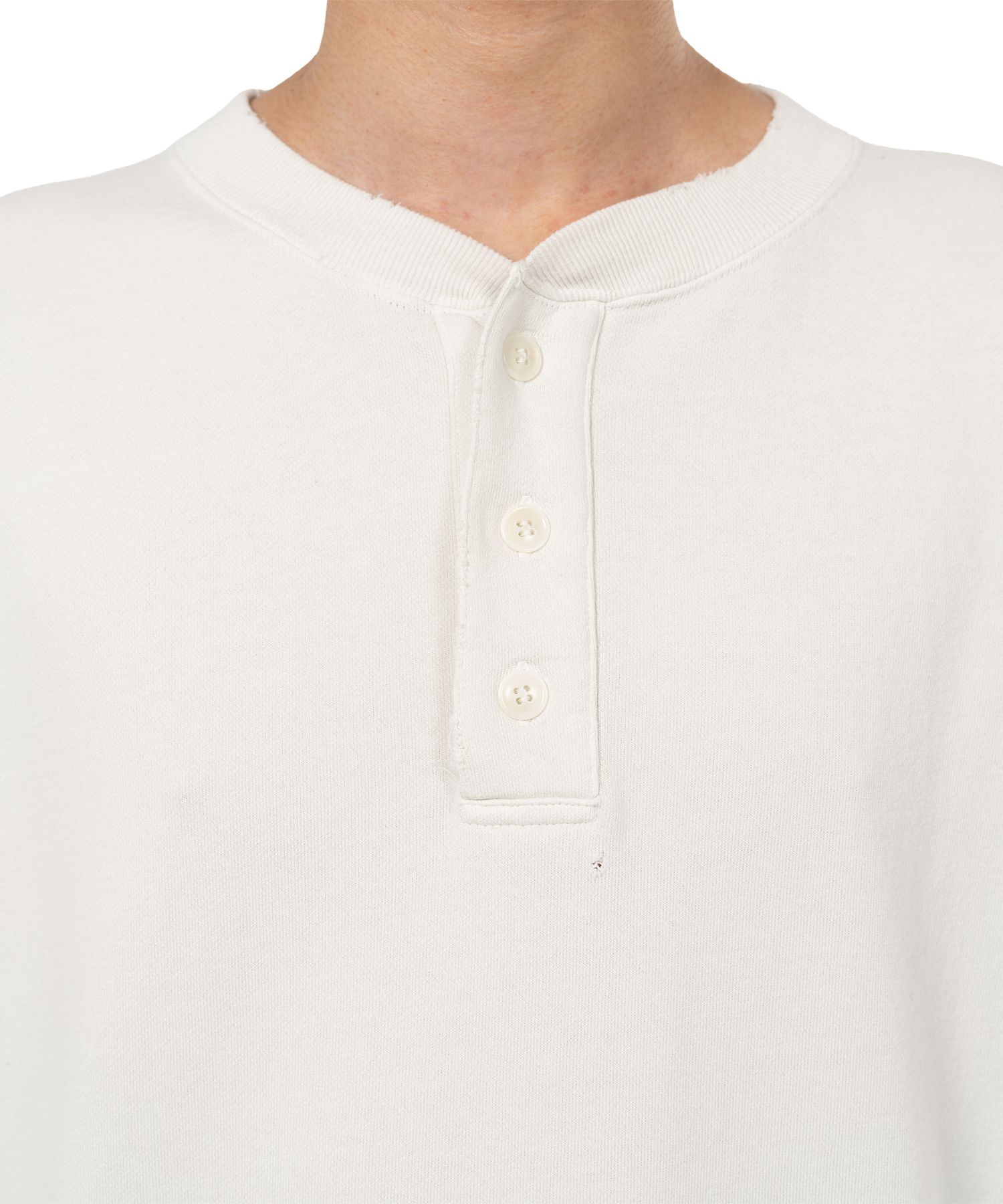 Distressed Henry Neck Sweatshirt