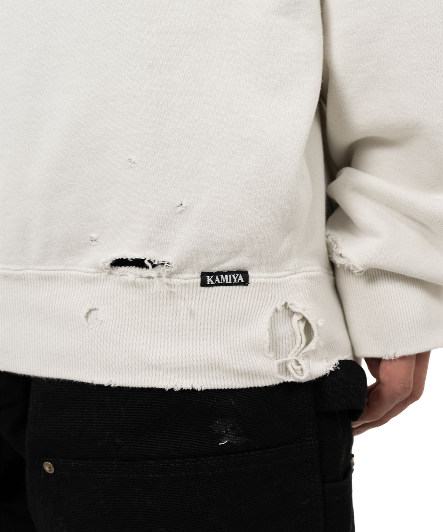 Distressed Henry Neck Sweatshirt