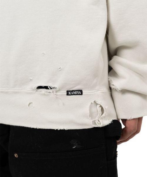 Distressed Henry Neck Sweatshirt