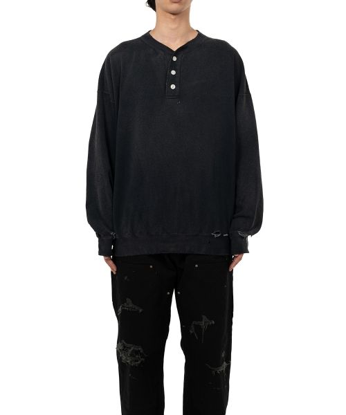 Distressed Henry Neck Sweatshirt