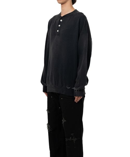Distressed Henry Neck Sweatshirt