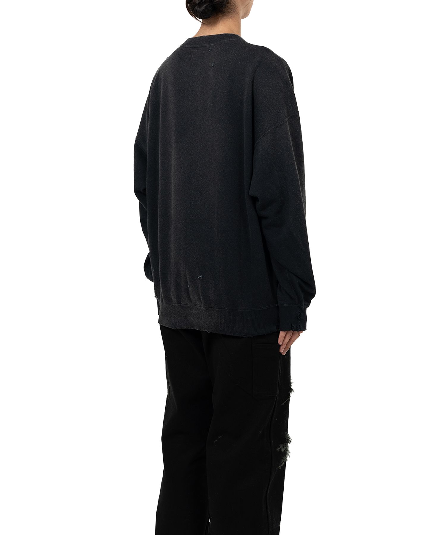 Distressed Henry Neck Sweatshirt