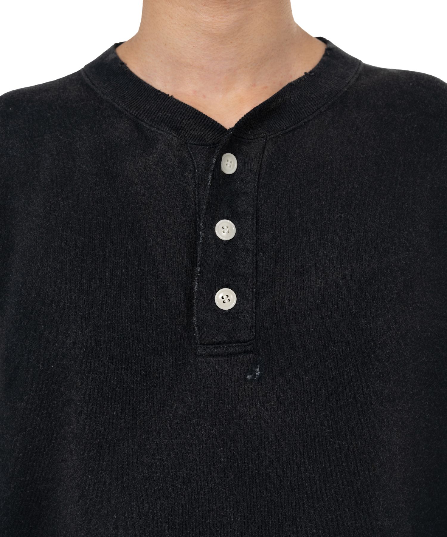 Distressed Henry Neck Sweatshirt