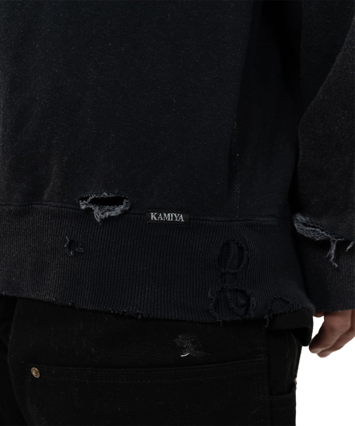 Distressed Henry Neck Sweatshirt