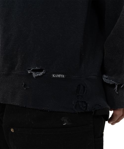 Distressed Henry Neck Sweatshirt