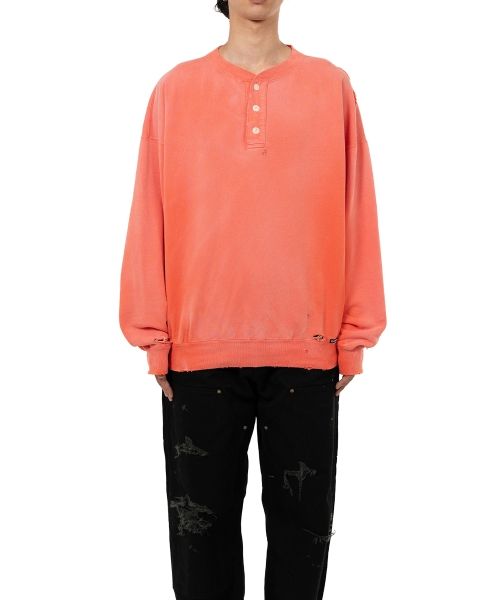 Distressed Henry Neck Sweatshirt