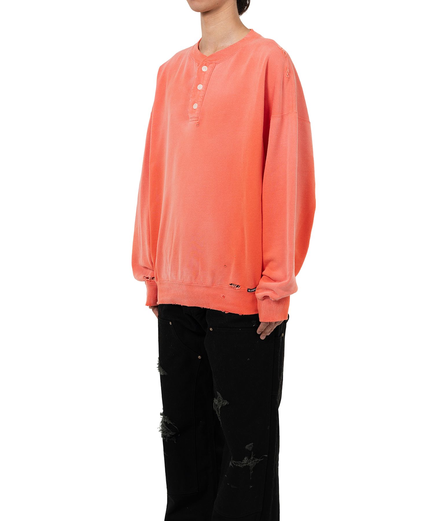 Distressed Henry Neck Sweatshirt