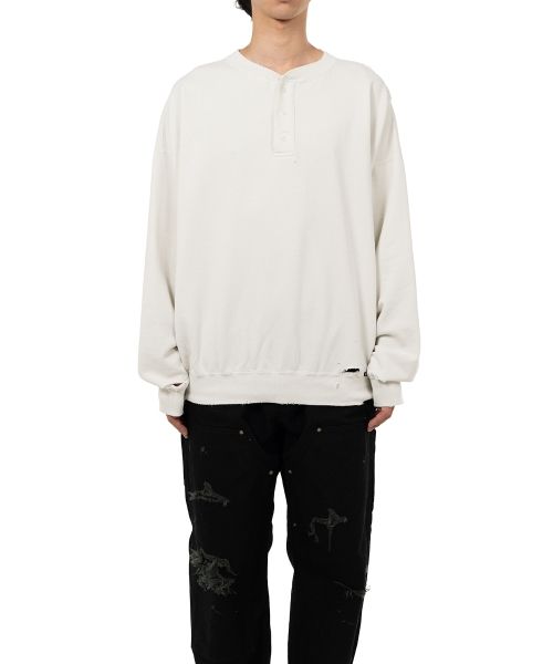 Distressed Henry Neck Sweatshirt
