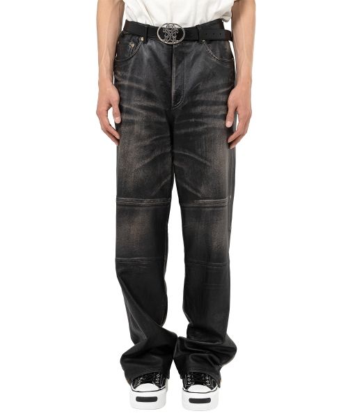 Distressed Leather Pants