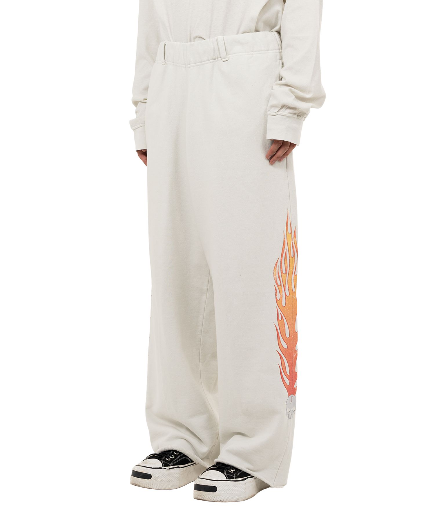 “Skull Flame” Distressed Sweat Pants