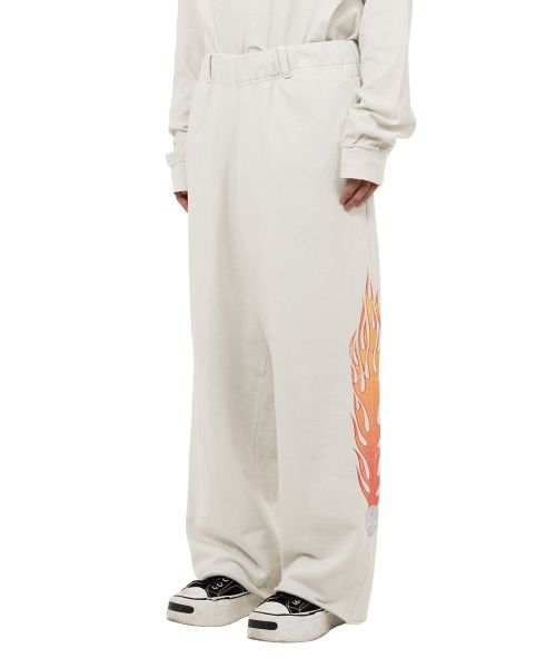 “Skull Flame” Distressed Sweat Pants