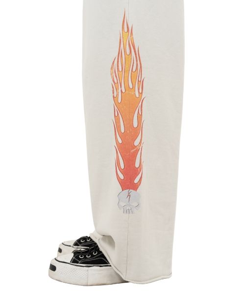 “Skull Flame” Distressed Sweat Pants