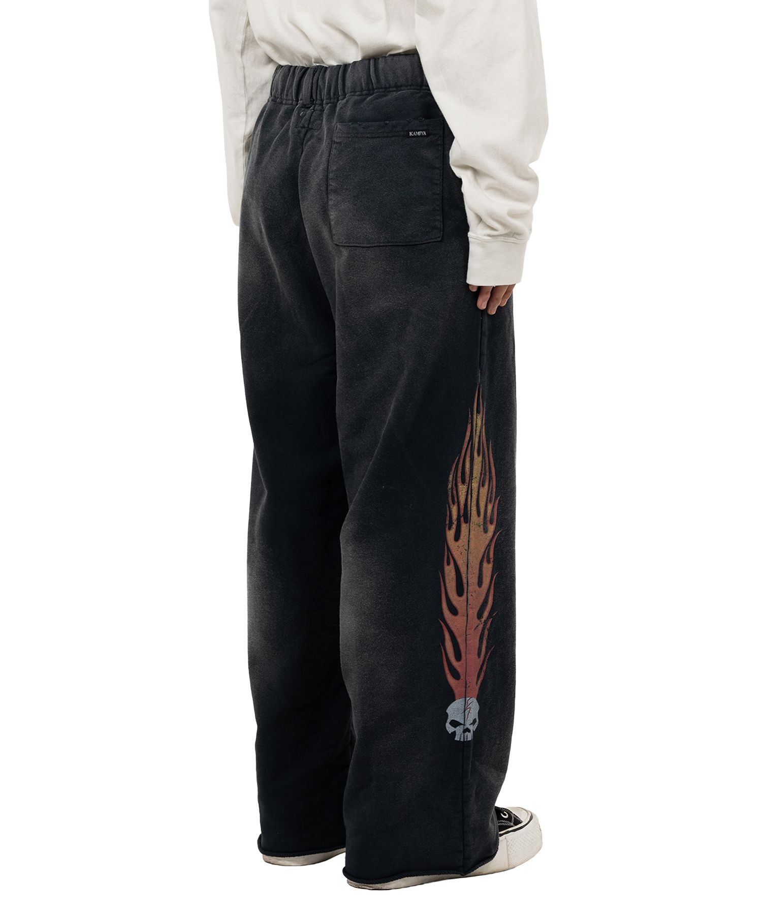 “Skull Flame” Distressed Sweat Pants