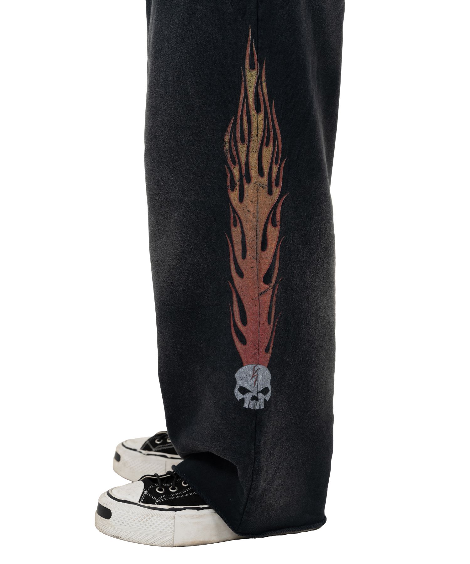“Skull Flame” Distressed Sweat Pants