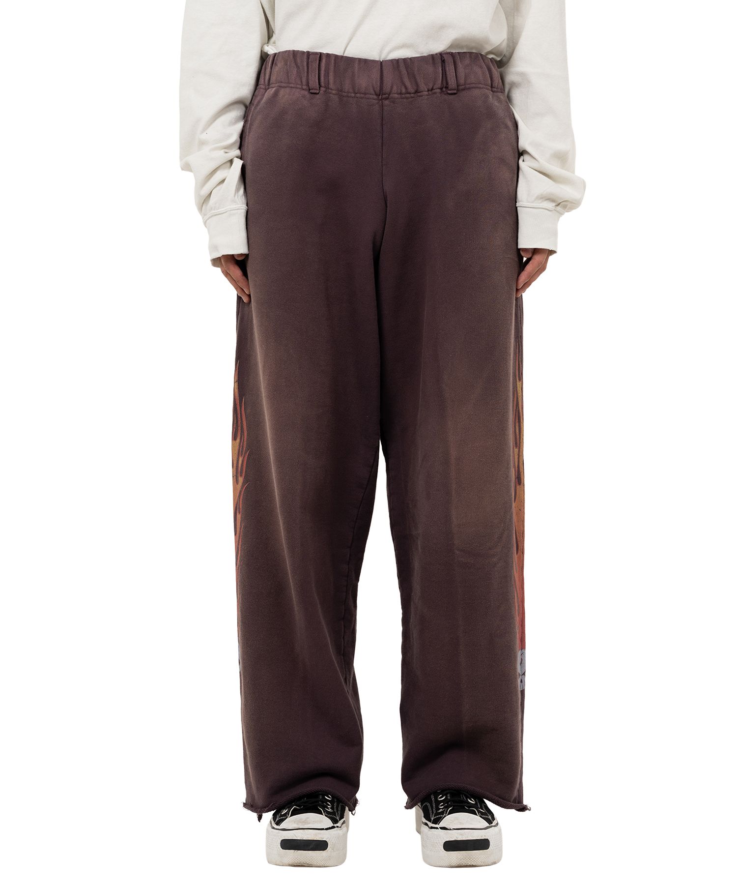 “Skull Flame” Distressed Sweat Pants