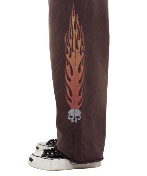 “Skull Flame” Distressed Sweat Pants