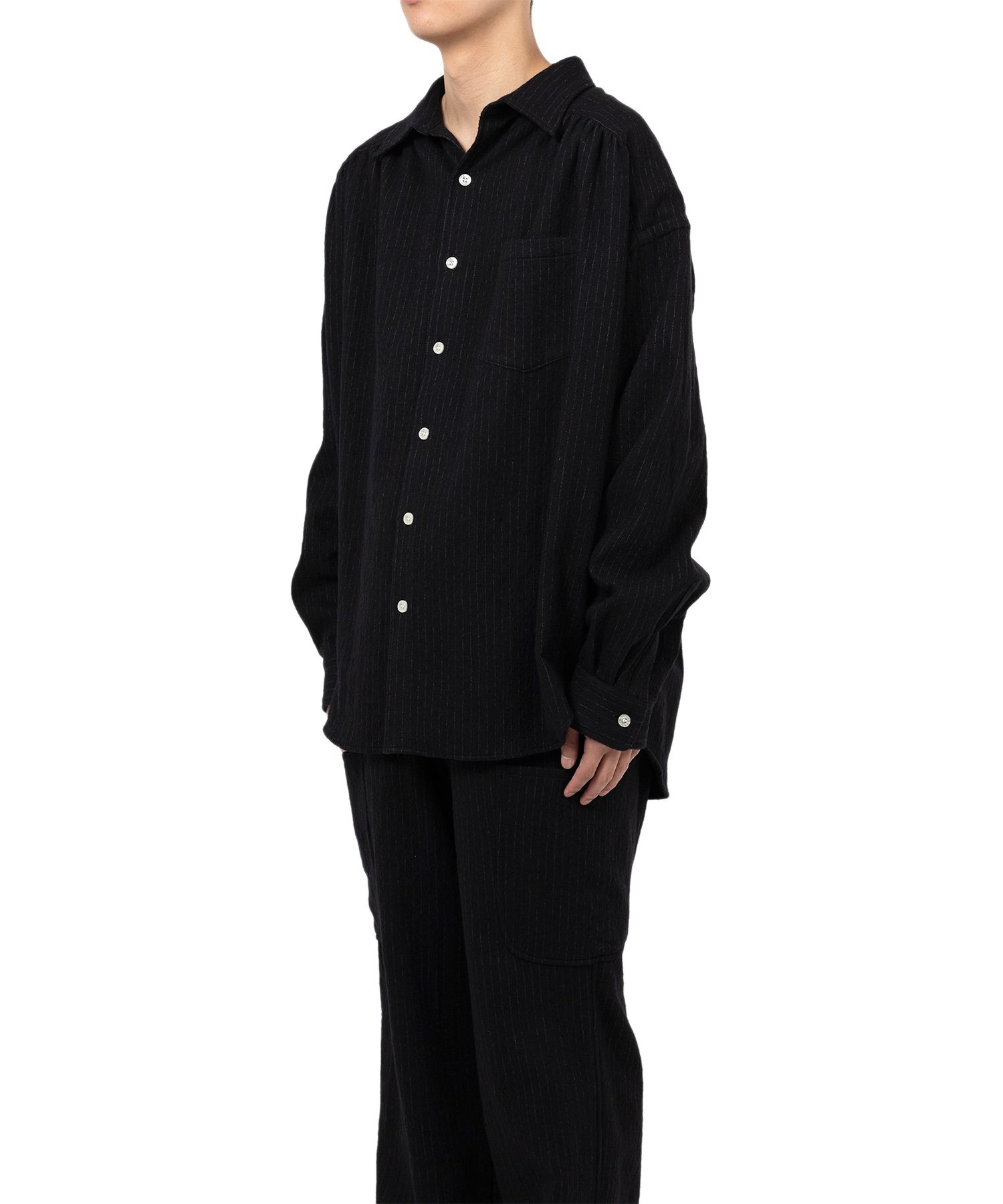 Pinstripe Back Gathered Shirt