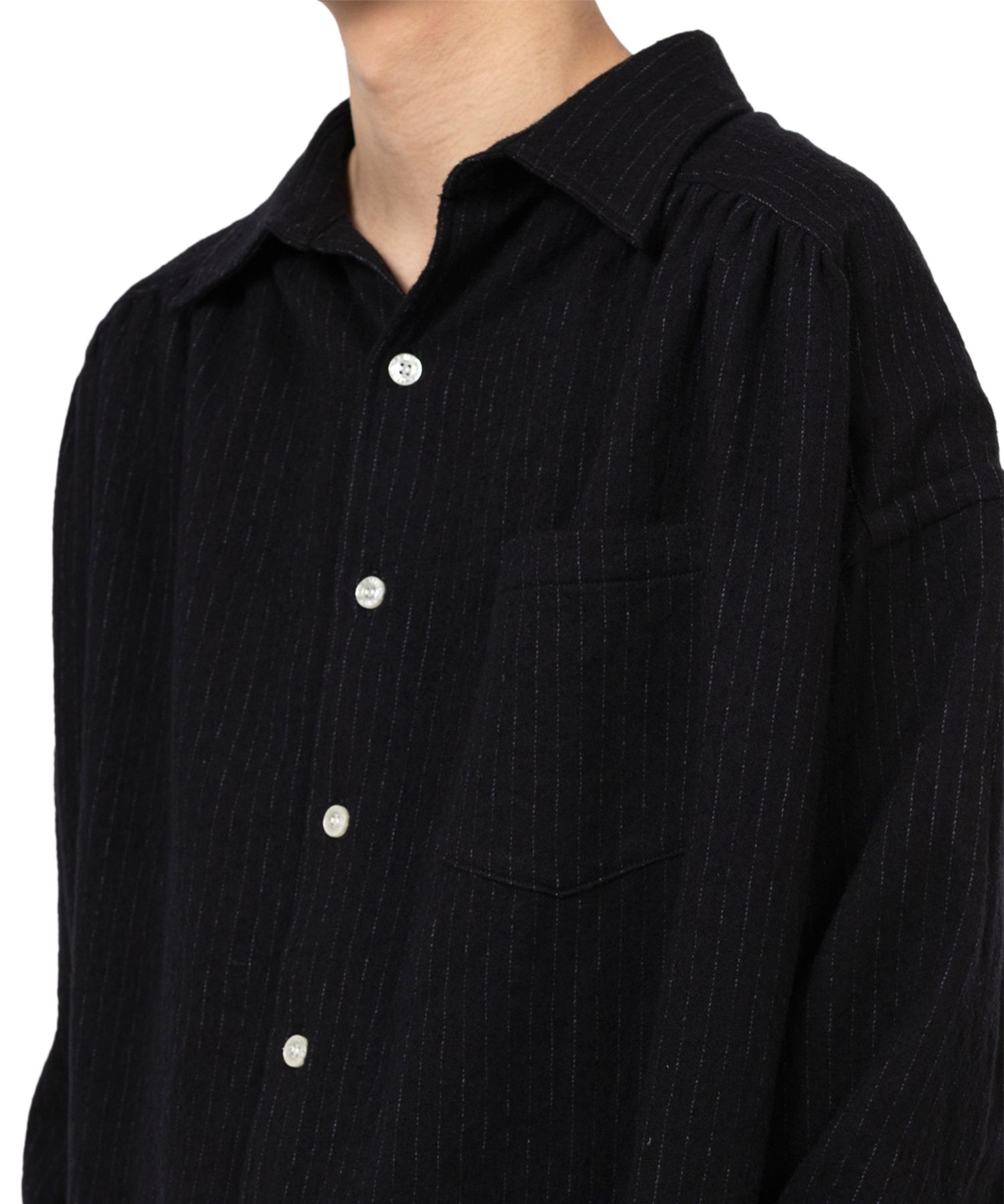 Pinstripe Back Gathered Shirt