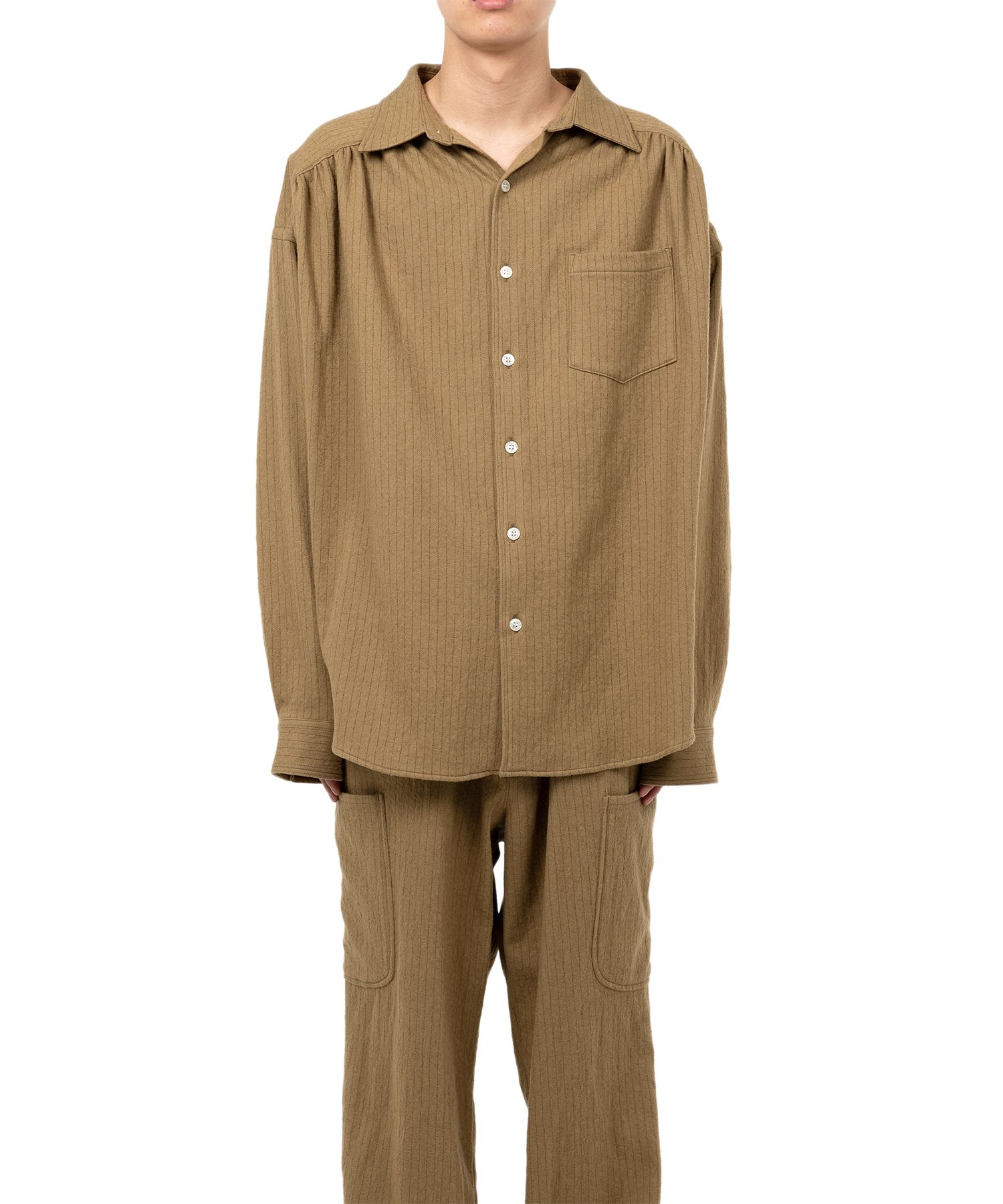 Pinstripe Back Gathered Shirt