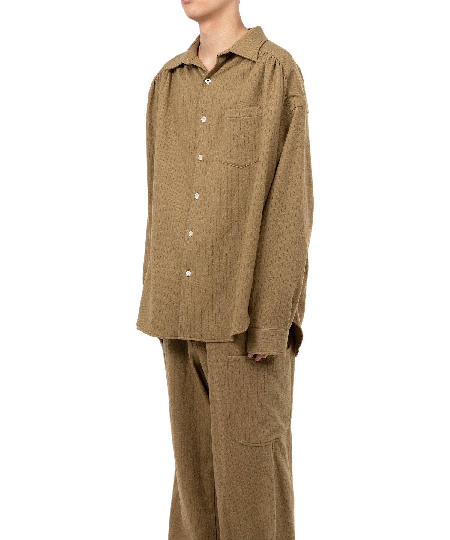 Pinstripe Back Gathered Shirt