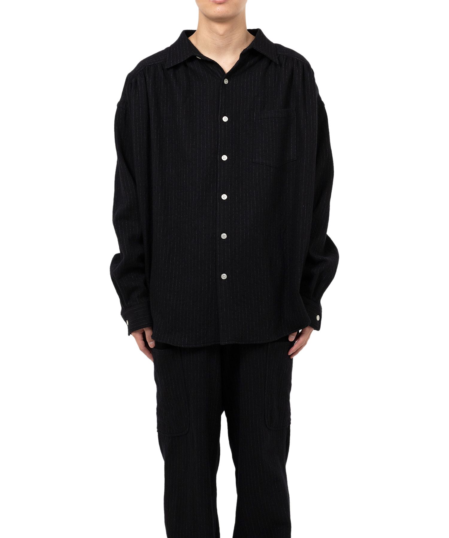 Pinstripe Back Gathered Shirt