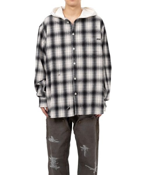Mihara Yasuhiro チェック柄フード付きシャツジャケット サイズ48 Maison MIHARA YASUHIRO 【メゾンミハラヤスヒロ】 Hooded Check