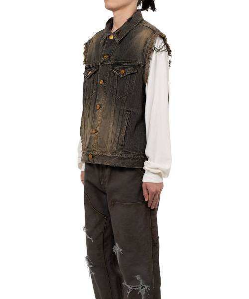 Embroidered Denim Vest