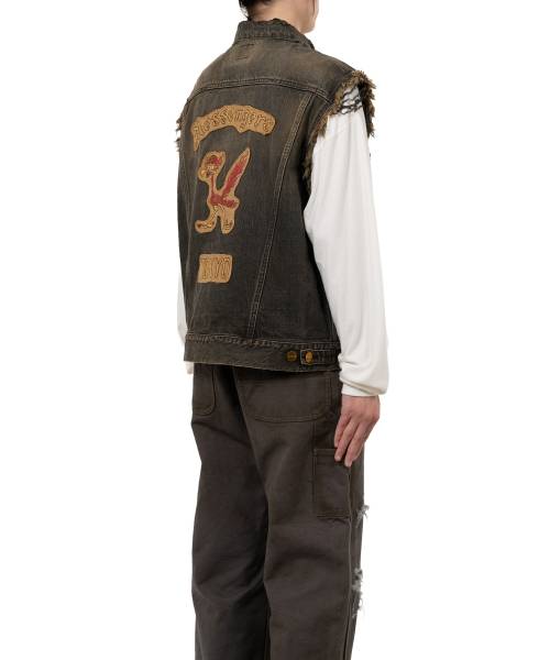 Embroidered Denim Vest