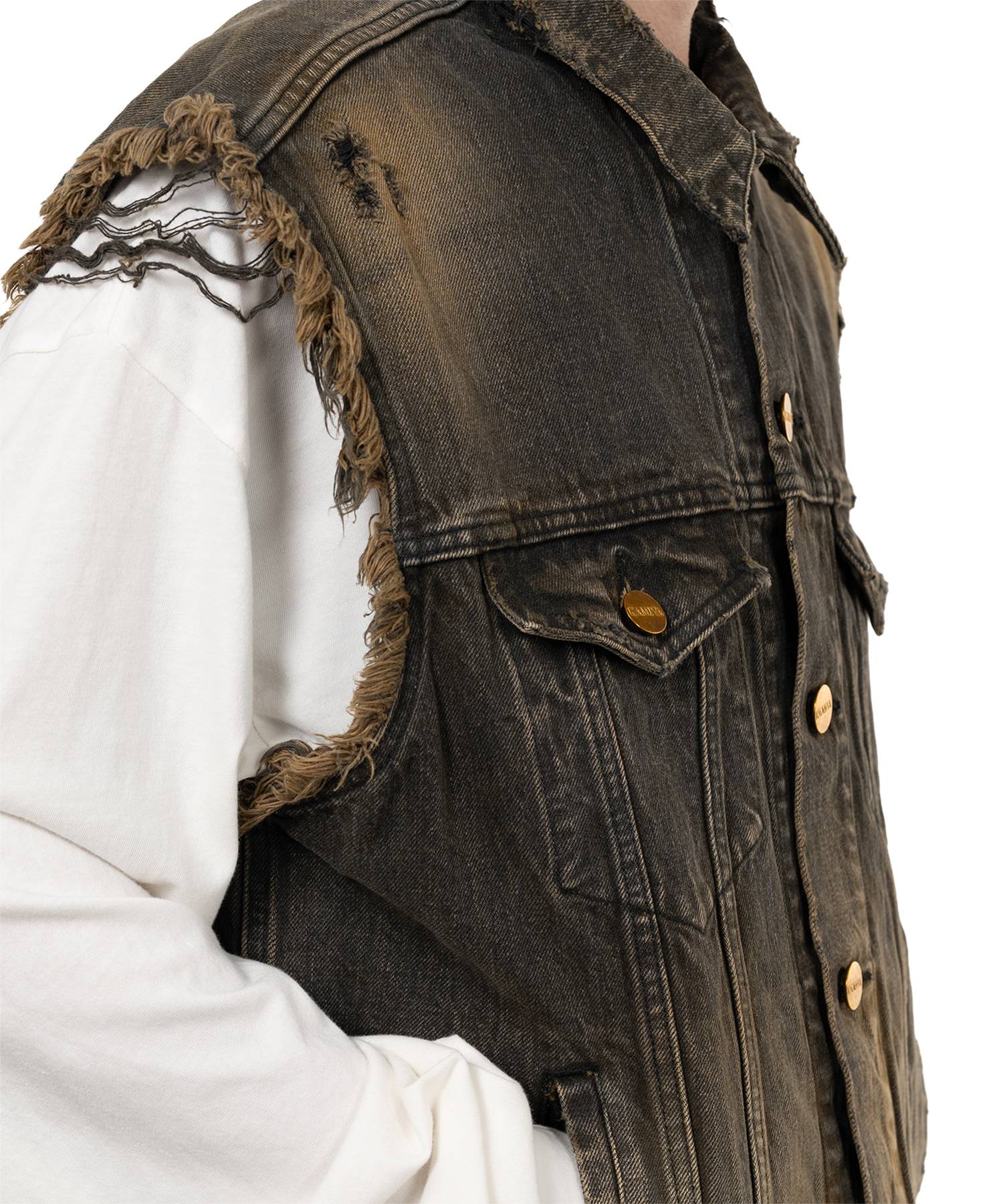 Embroidered Denim Vest