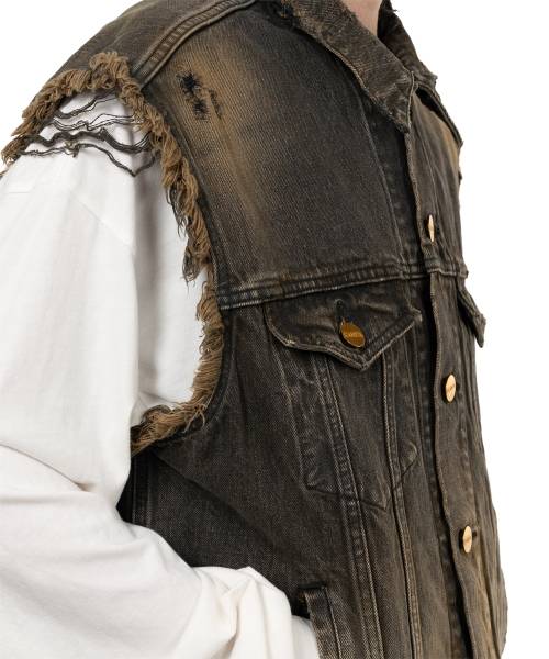Embroidered Denim Vest